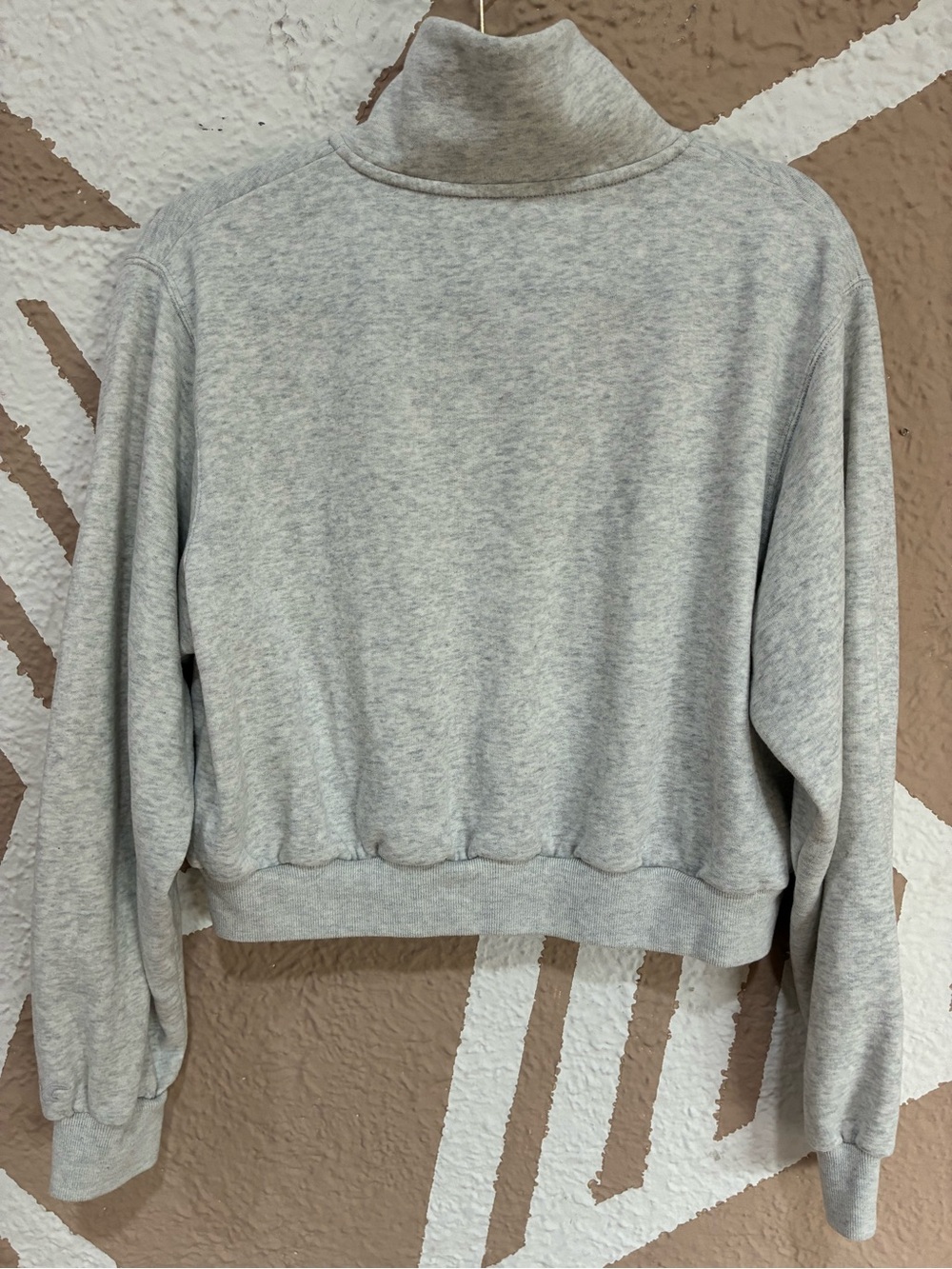 Hollister Light Gray Cropped Quarter-Zip Pullover - Picture 2 of 6
